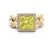 Princess Cut Floral Halo Engagement Ring Setting for a Fancy Yellow Lab-Grown Diamond | Yellow Gold