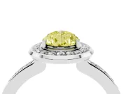 Pear-Shaped Bezel-Rim Halo Engagement Ring Setting for a Fancy Yellow Lab-Grown Diamond | Pave Band | Platinum
