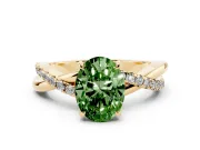 Oval Crossover Engagement Ring Setting for a Fancy Green Lab-Grown Diamond | Yellow Gold