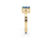 Fancy Blue Emerald Cut Diamond Solitaire Ring Set in Yellow gold with Prong Head and Smooth Polished Band