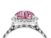 Round Rope Halo Engagement Ring Setting for a Fancy Pink Lab-Grown Diamond | White Gold