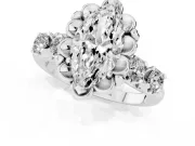Marquise Floral Engagement Ring Setting | Petal Frame and Side Stones | White Gold