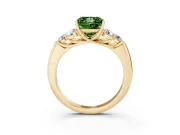 Princess Cut Side Stone Engagement Ring Setting for a Fancy Green Lab-Grown Diamond | Yellow Gold
