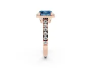 Asscher Cut Accented Halo Engagement Ring Setting for a Fancy Blue Lab-Grown Diamond | Rose Gold