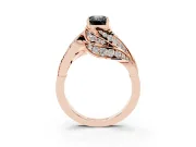 Emerald Cut Bypass Pavé Engagement Ring Setting for a Black Center | Graduated Pavé | Rose Gold