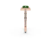 Princess Cut Sectioned Halo Engagement Ring Setting for a Fancy Green Lab-Grown Diamond | Rose Gold