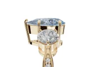 Pear-Shaped Three Stone Engagement Ring Setting for a Fancy Blue Lab-Grown Diamond | Tapered Pave Band | Yellow Gold