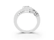 Radiant Cut Diamond Bezel Bypass Ring Set in Silver with Round Accents