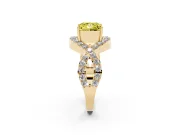 Princess Cut Infinity Twist Engagement Ring Setting for a Fancy Yellow Lab-Grown Diamond | Pavé Ribbons | Yellow Gold