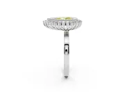 Fancy Yellow Pear Cut Diamond Halo Ring Set in Silver with Milgrain Edge and Round Prong Setting