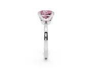 Fancy Pink Radiant Cut Diamond Solitaire Engagement Ring Set in Platinum with Slim Tapered Solitaire Band