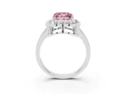 Princess Cut Scalloped Cluster Halo Engagement Ring Setting for a Fancy Pink Lab-Grown Diamond | Plain Band | Platinum