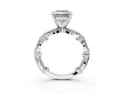 Princess Cut Vintage Milgrain Engagement Ring Setting for a Fancy Blue Lab-Grown Diamond | Graduated Stations | Platinum