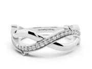 Round Lab-Grown Diamond Pavé Twisted Infinity Band | One Plain Strand | Platinum