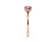 Fancy Pink Princess Cut Diamond Solitaire Ring Set in Rose gold with Thin Band and Prong Setting