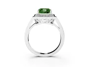 Princess Cut Halo Engagement Ring Setting for a Fancy Green Lab-Grown Diamond | Polished Halo Rim | Platinum