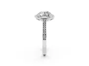 Round Petal Tip Halo Engagement Ring Setting | Single Row Pavé Band | White Gold