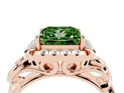 Princess Cut Filigree Halo Engagement Ring Setting for a Fancy Green Lab-Grown Diamond | Rose Gold