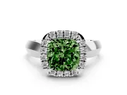 Cushion Cut Halo Engagement Ring Setting for a Fancy Green Lab-Grown Diamond | Square Profile Band | Platinum