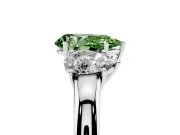 Pear-Shaped Three Stone Engagement Ring Setting for a Fancy Green Lab-Grown Diamond | Matching Side Stones | Platinum