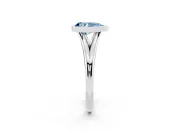 Fancy Blue Bezel Set Pear Cut Diamond Solitaire Ring Set in Silver with Tapered Band