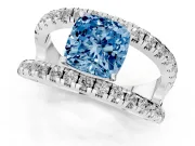 Cushion Cut Pavé Engagement Ring Setting for a Fancy Blue Lab-Grown Diamond | Sterling Silver - Design NV-24679