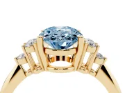 Oval Cluster Accent Engagement Ring Setting for a Fancy Blue Lab-Grown Diamond | Yellow Gold