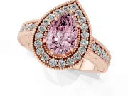 Pear-Shaped Halo Engagement Ring Setting for a Fancy Pink Lab-Grown Diamond | Rose Gold