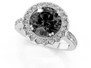 Round Vintage Milgrain Halo Engagement Ring Setting for a Black Center | Pierced Gallery | Platinum