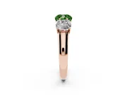 Cushion Cut Three Stone Engagement Ring Setting for a Fancy Green Lab-Grown Diamond | Basket Prong Heads | Rose Gold