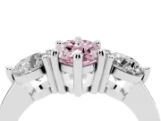 Marquise Three Stone Engagement Ring Setting for a Fancy Pink Lab-Grown Diamond | Open Prong Baskets | White Gold