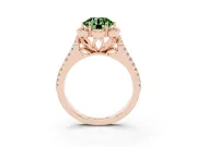 Round Petal Frame Floral Halo Engagement Ring Setting for a Fancy Green Lab-Grown Diamond | Pavé Split Shank | Rose Gold