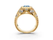 Round Vintage Bezel Engagement Ring Setting for a Fancy Blue Lab-Grown Diamond | Yellow Gold