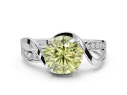 Round Bypass Solitaire Engagement Ring Setting for a Fancy Yellow Lab-Grown Diamond | Pavé and Plain Strands | Platinum