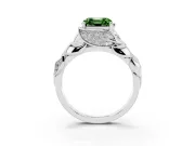 Asscher Cut Leaf Bypass Engagement Ring Setting for a Fancy Green Lab-Grown Diamond | Platinum