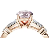 Oval Tapered Baguette Engagement Ring Setting for a Fancy Pink Lab-Grown Diamond | Rose Gold