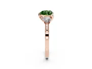 Heart-Shaped Hidden Halo Three Stone Engagement Ring Setting for a Fancy Green Lab-Grown Diamond | Rose Gold