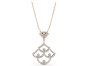 Round Lab-Grown Diamond Pavé Openwork Fan Pendant Necklace | Scalloped Arches | Rose Gold