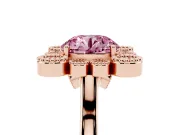 Round Milgrain Cluster Halo Engagement Ring Setting for a Fancy Pink Lab-Grown Diamond | Plain Band | Rose Gold