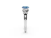 Round Three Stone Engagement Ring Setting for a Fancy Blue Lab-Grown Diamond | Large Round Side Stones | Platinum