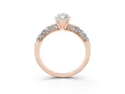Marquise Multi Row Pave Solitaire Engagement Ring Setting | Domed Shoulders | Rose Gold