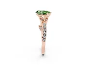 Pear-Shaped Leaf Pavé Engagement Ring Setting for a Fancy Green Lab-Grown Diamond | Rose Gold