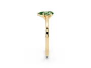 Fancy Green Pear Cut Diamond Solitaire Ring Set in Yellow gold with Prong Setting and Classic Band