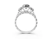 Oval Three Stone Engagement Ring Setting for a Black Center | Braided Band | White Gold