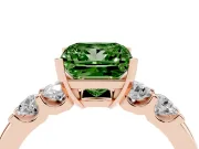 Princess Cut Five Stone Engagement Ring Setting for a Fancy Green Lab-Grown Diamond | Rose Gold