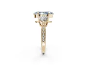Marquise Three Stone Engagement Ring Setting for a Fancy Blue Lab-Grown Diamond | Tapered Pave Band | Yellow Gold
