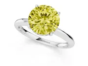 Round Hidden Halo Engagement Ring Setting for a Fancy Yellow Lab-Grown Diamond | Plain Band | Sterling Silver