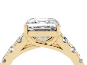 Asscher Cut Cut-Down Side Stone Engagement Ring Setting | Scalloped Shoulders | Yellow Gold