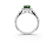Cushion Cut Leaf Halo Engagement Ring Setting for a Fancy Green Lab-Grown Diamond | Bezel Accents | Platinum
