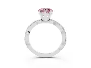 Fancy Pink Heart Cut Diamond Solitaire Ring Set in Silver with Twisted Band and Bead Prong Setting